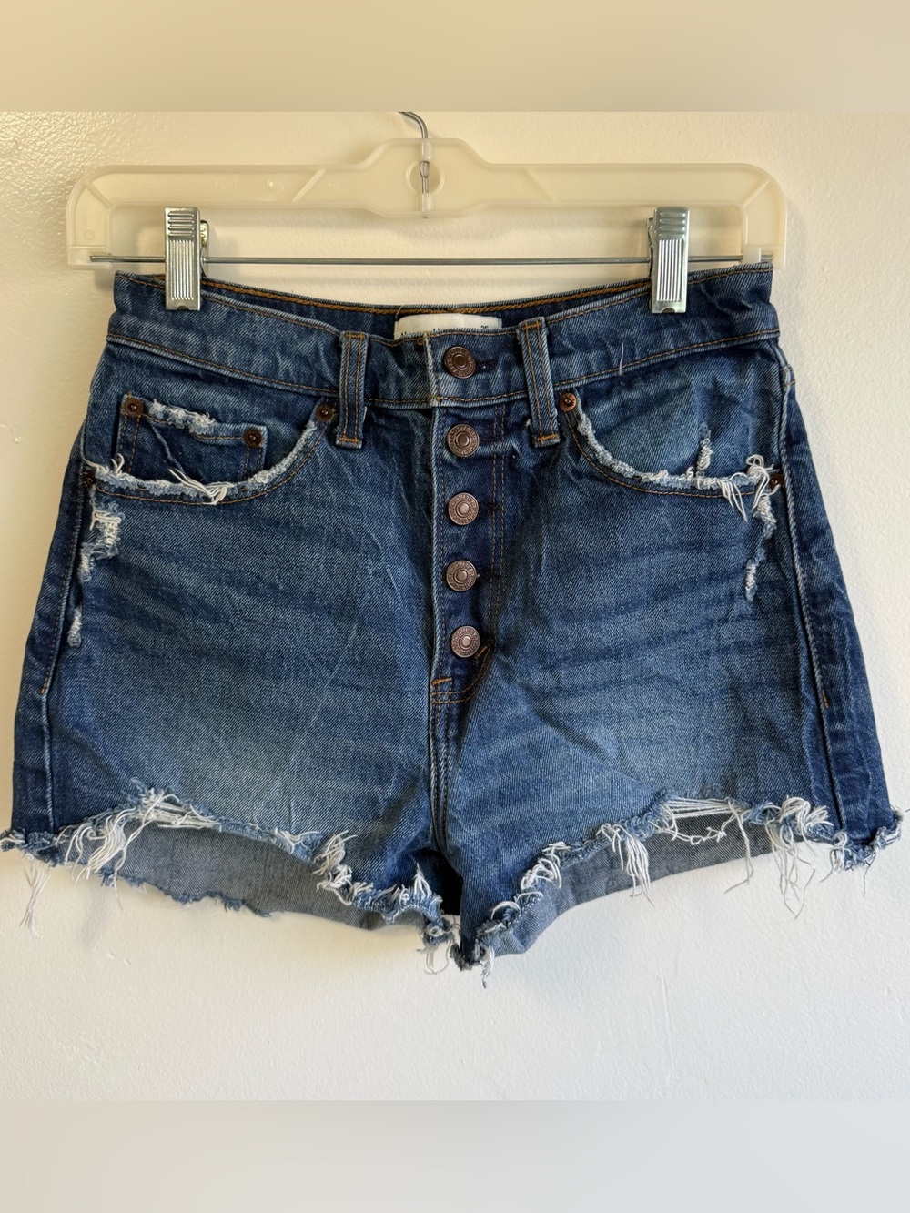 Abercrombie & Fitch Denim High Rise Mom Shorts Button Fly size 0/25